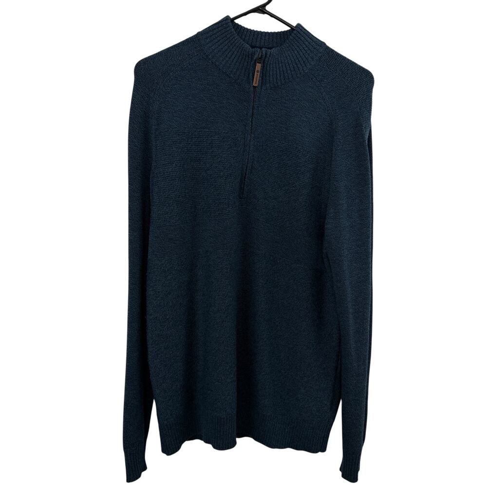 Smartwool Ripple Ridge Sweater Mens Medium Blue Half Zip Ribbed Merino Blend *